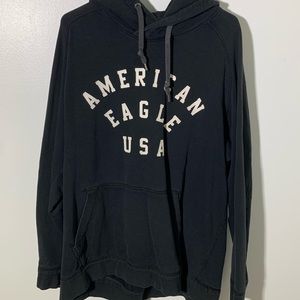 American Eagle Hoodie Black and Cream XXL
